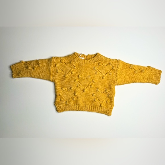 NWOT Zara Golden Yellow Heart Knitwear Sweater Infant 9-12 Months - Picture 4 of 10